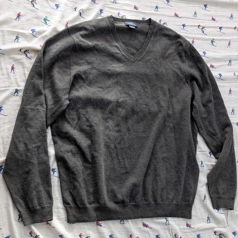 EUC Men's Brooks Brother 346 Fine Italian Merino Wool V-neck Sweater XL